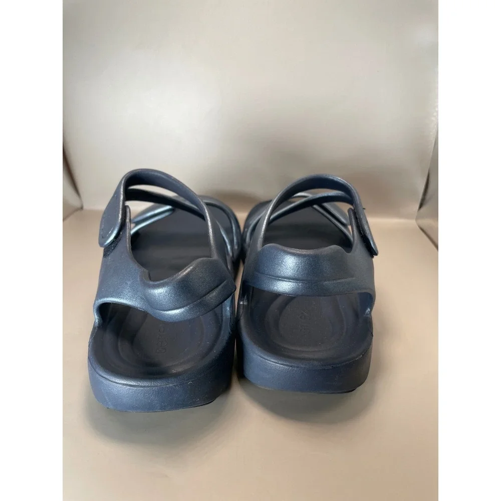 Aetrex Jillian Sport Sandals Metallic Navy Blue Orthotic Arch Support Womens 7